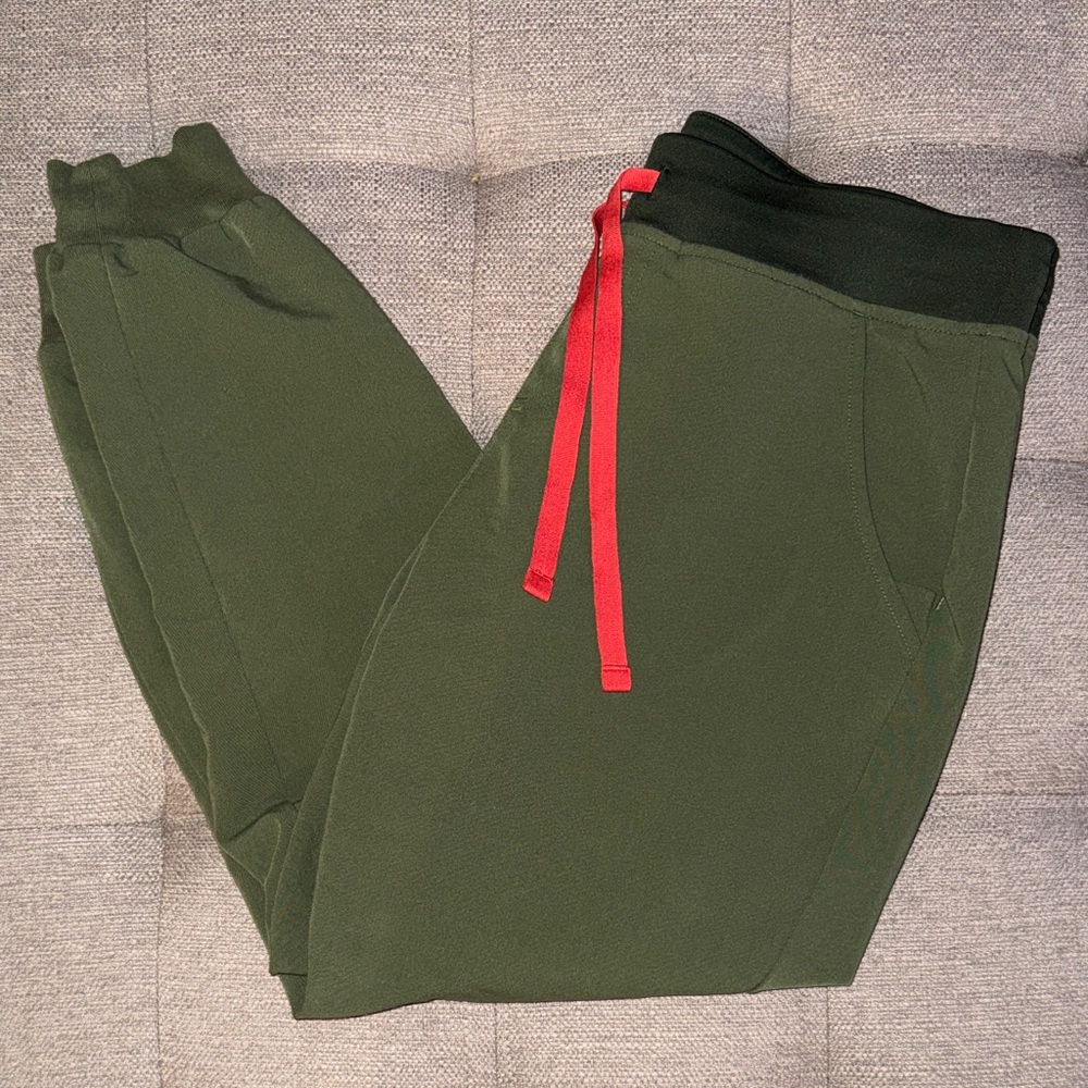 Figs Green Joggers with Red Drawstring